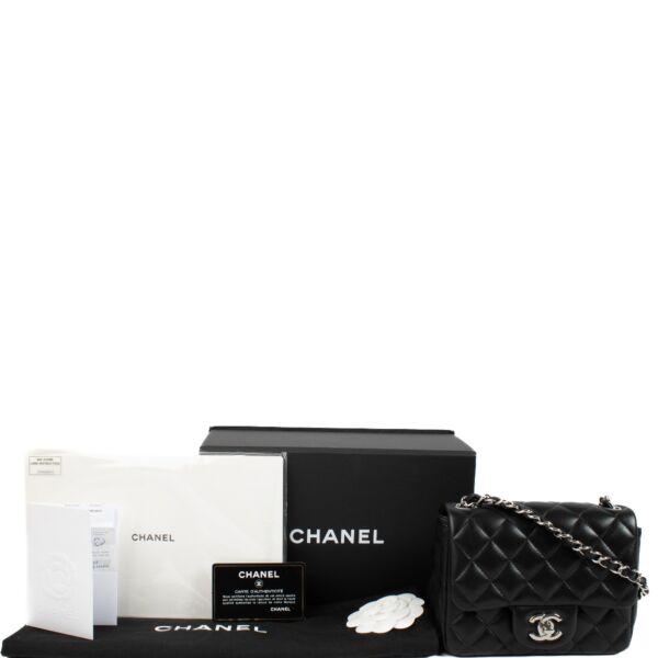 Chanel Black Lambskin Mini Square Classic Handbag