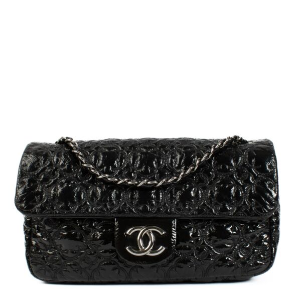 Chanel Black Patent Leather Rock In Moscow Flap Bag