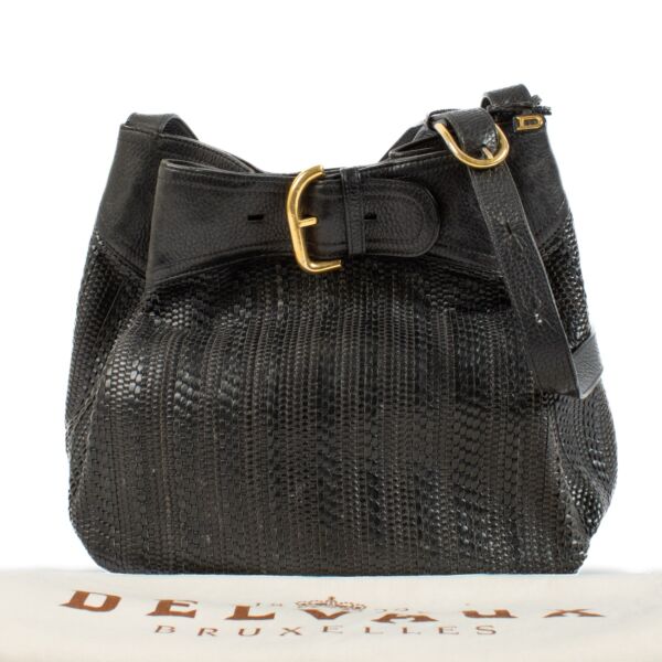Delvaux Black Toile de Cuir Bergerac Shoulder Bag