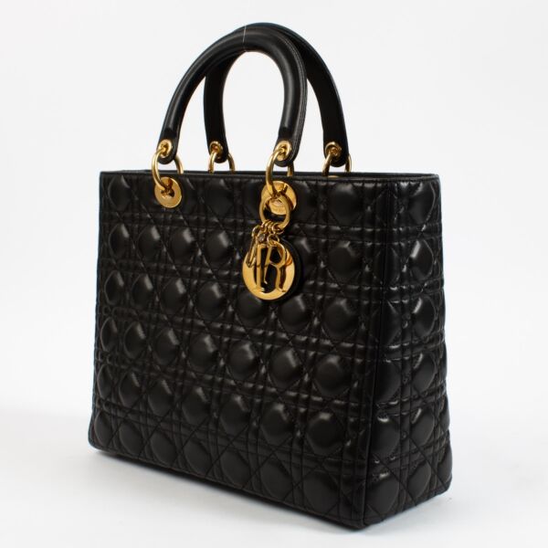Christian Dior Black Cannage Large Lady Dior Bag