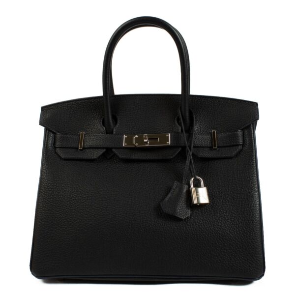 authentic second hand Hermès HSS Birkin 30 Black/Bleu Nuit Togo PHW on www.labellov.com