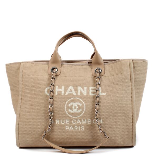 shop 100% authentic second hand Chanel Pink Canvas Large Deauville Shopper Bag on Labellov.com