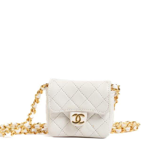 Authentic second hand Chanel White Nano Classic Flap Bag Charm on Labellov.com