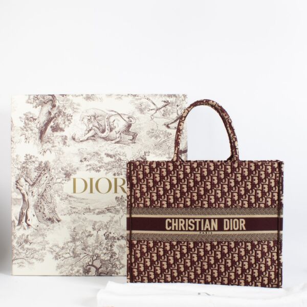 Christian Dior Burgundy Oblique Large Book Tote