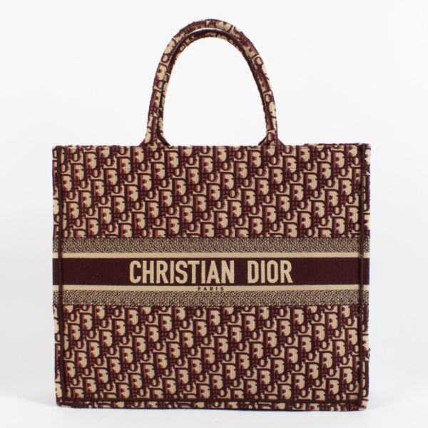 Christian Dior Burgundy Oblique Large Book Tote