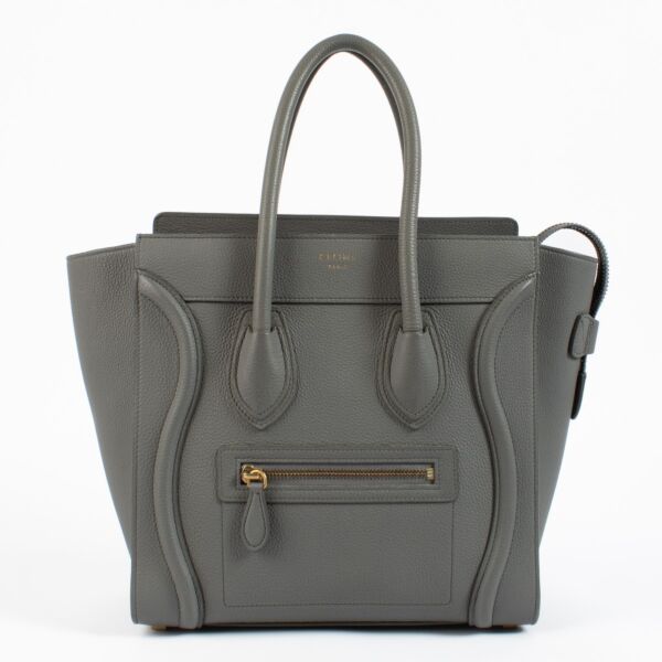 Celine Grey Drummed Calfskin Micro Luggage Bag