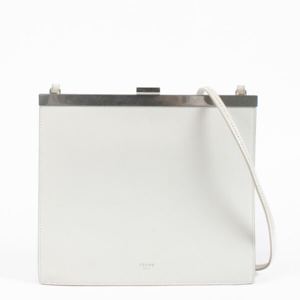 Celine White Leather Mini Clasp Bag