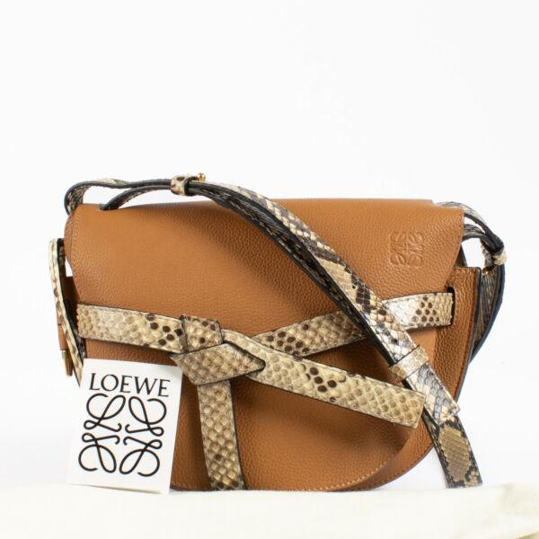 Loewe Cognac Python Gate Small Bag