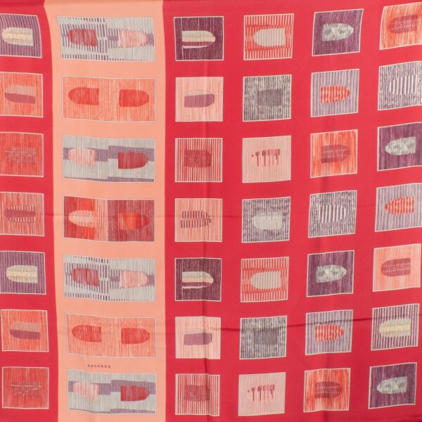 Delvaux Red Dédicace Carre Silk Scarf