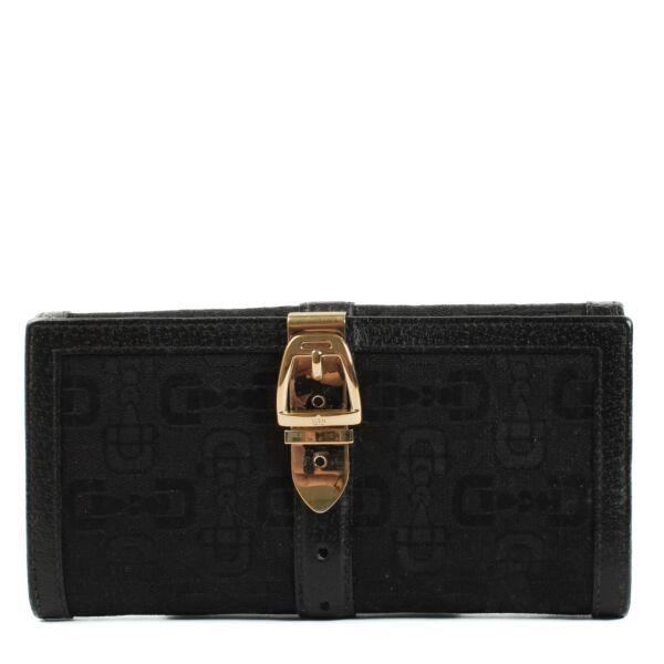 shop 100% authentic second hand Gucci Black Horsebit Canvas Wallet on Labellov.com