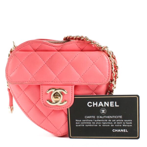 Chanel Pink Heart Clutch With Chain
