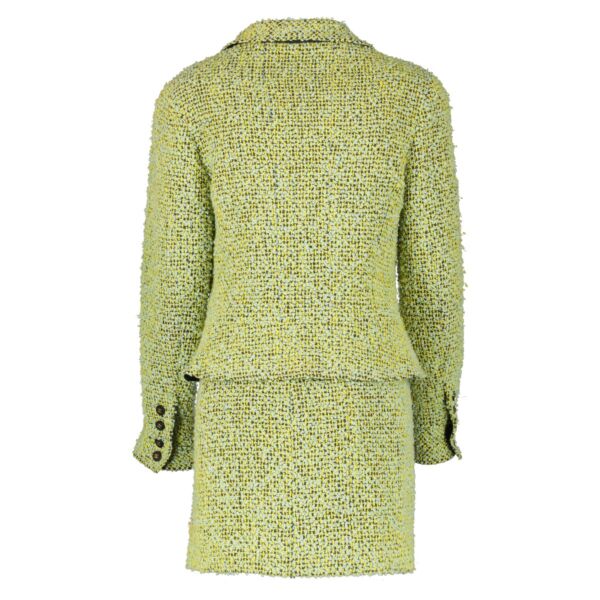 Chanel 94A Green Tweed Jacket/Skirt Set - Size FR38