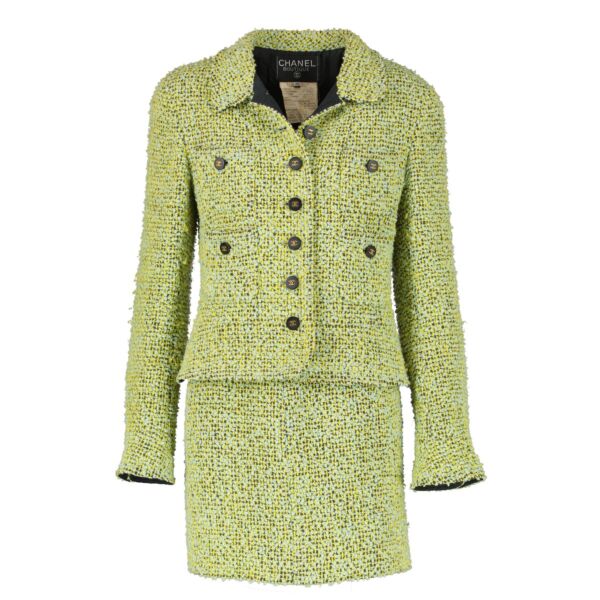 Chanel 94A 1994 Green Tweed Jacket/Skirt Set