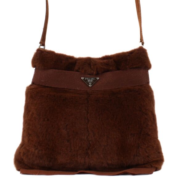 Prada Brown Fur Shoulder Bag