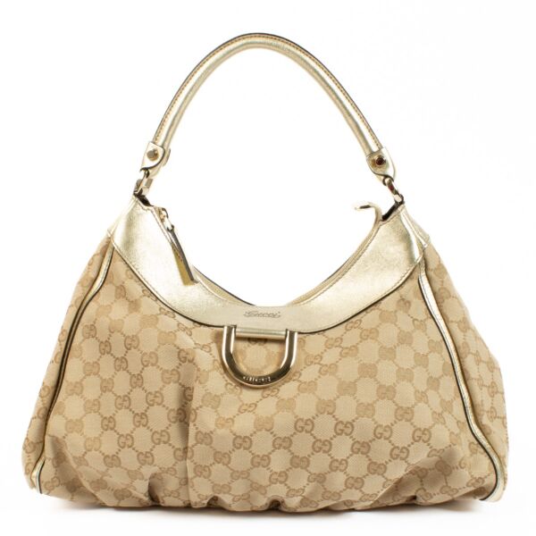 Gucci GG Canvas D Ring Pleaty Hobo Bag
