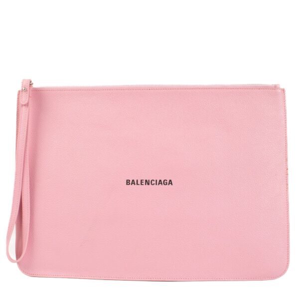 Balenciaga Pink Logo Large Ville Clutch