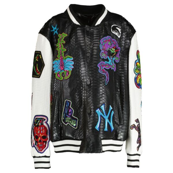 Philippe Plein Python College Tattoo Patches Jacket - Size 4XL