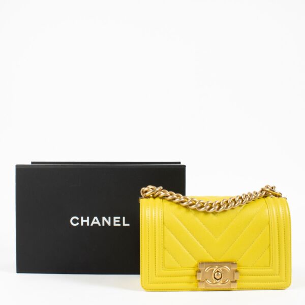 Chanel Yellow Caviar Small Boy Chanel Bag