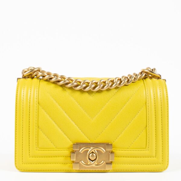Chanel Yellow Caviar Small Boy Chanel Bag