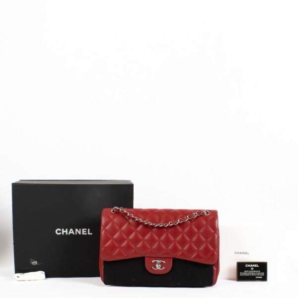 Chanel Red Lambskin Large Classic Bag