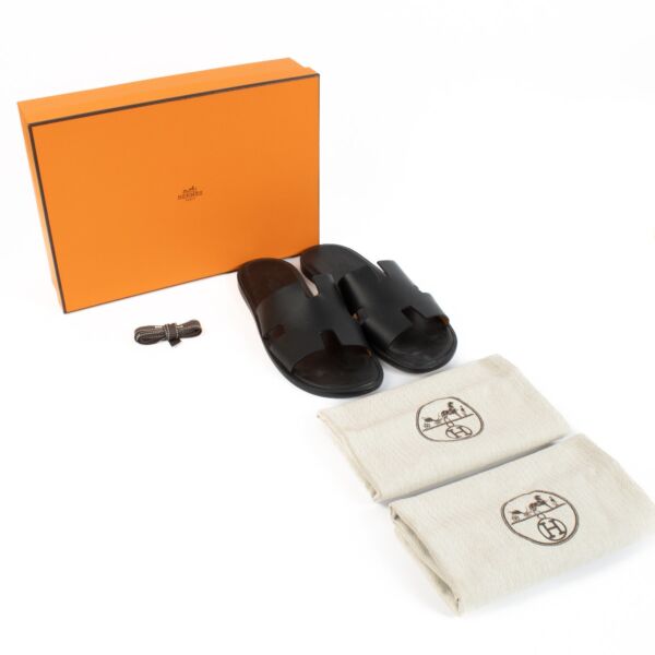 Hermès Black Izmir Sandals - Size 42