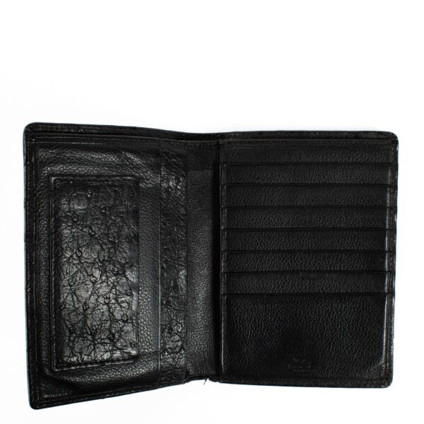 Delvaux Black Ostrich Wallet 