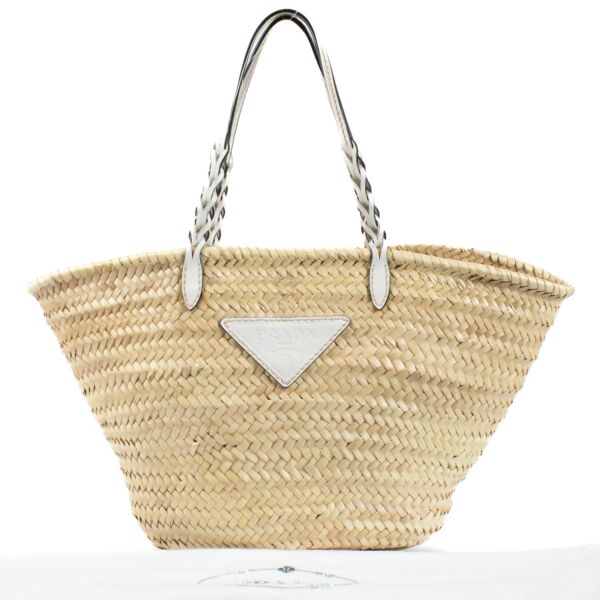 Prada Beige Raffia Tote Bag