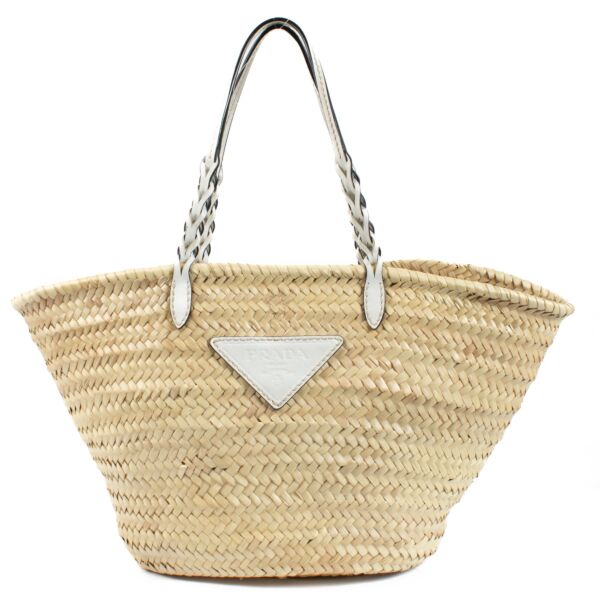 Prada Beige Raffia Tote Bag