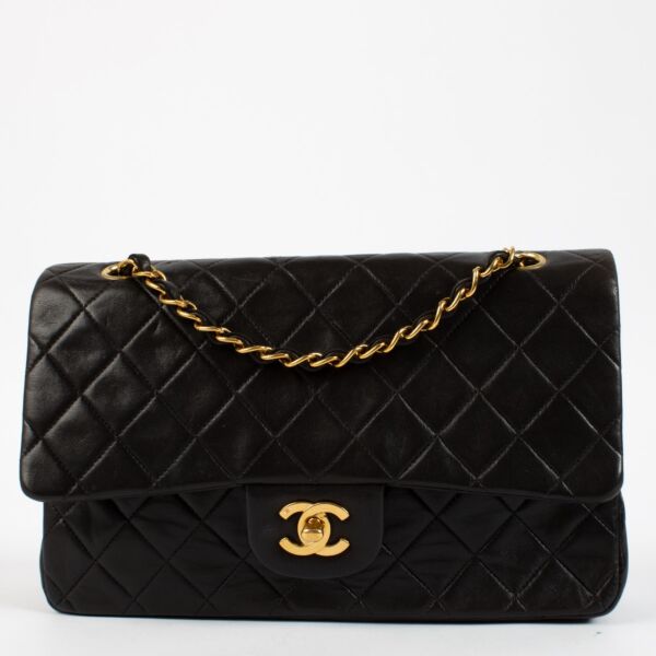 Chanel Vintage Black Lambskin Medium Classic Bag