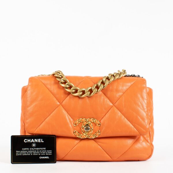 Chanel Orange Small Chanel 19 Bag