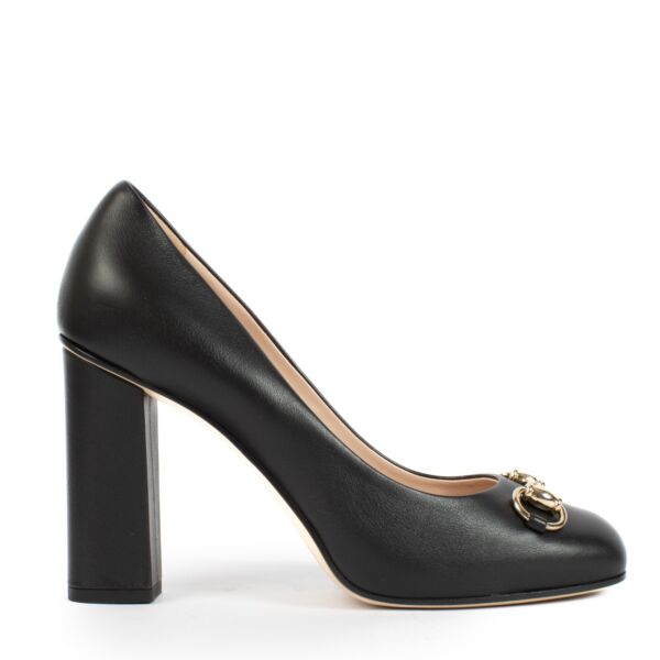 Shop safe online 100% Authentic second hand Gucci Black Horsebit Pumps - size 37.5 on Labellov.com