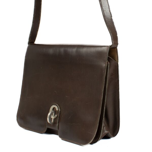 Christian Dior Vintage Brown Box Calf Crossbody Bag