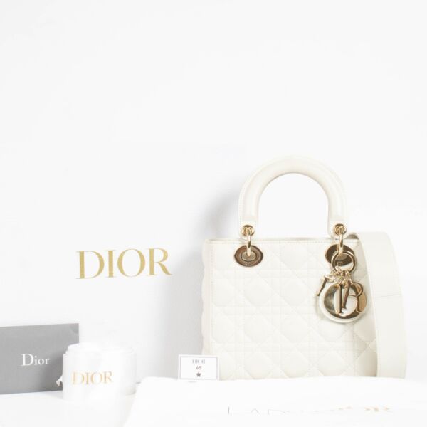 Christian Dior White Small Lady Dior Bag