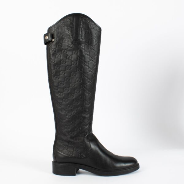 Authentic preloved Gucci Black Leather Monogram Boots on Labellov.com