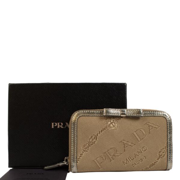 Prade Beige Logo Jacquard Wallet