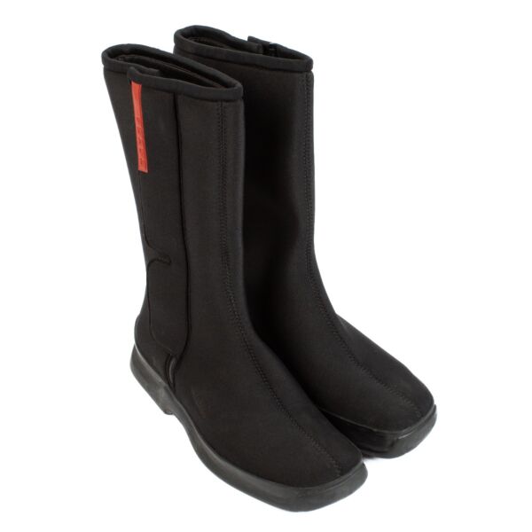 Prada 1999 Black Neoprene Boots - Size 36,5