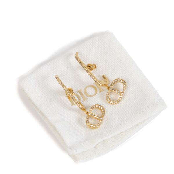 Christian Dior Gold Crystal 30 Montaigne Earrings