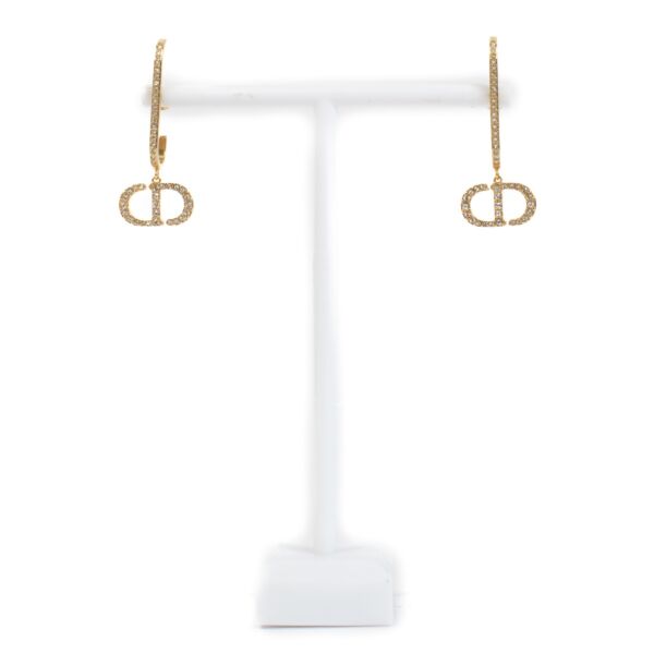 Authentic second hand Christian Dior Gold Crystal 30 Montaigne Earrings on Laballov.com