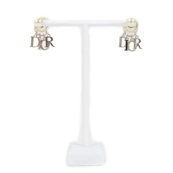 Authentic second hand Christian Dior Timbales Crystal Logo Earrings on Labellov.com 