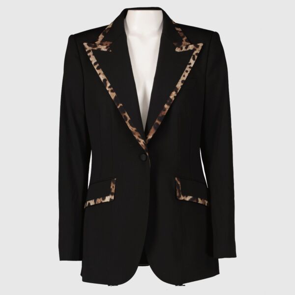 Authentic second-hand blazer Dolce & Gabbana Black Animal Print Blazer-Size IT 44 on labellov.com