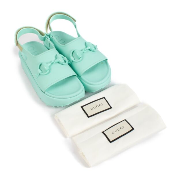 Gucci Blue Horsebit Rubber Sandals - size 39 