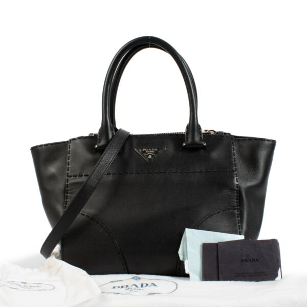 Prada Black City Calf Twin Pocket Handbag