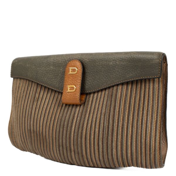 Delvaux Taupe Toile de Cuir Clutch