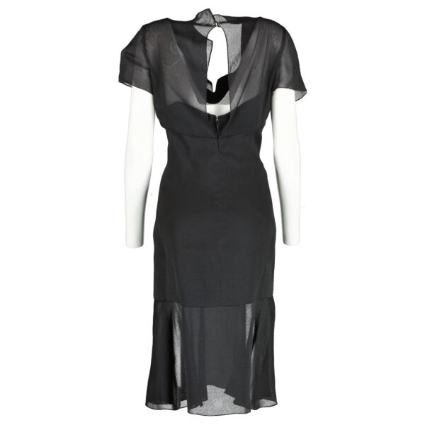 Chanel 97P Black Silk Organza Dress - Size 44