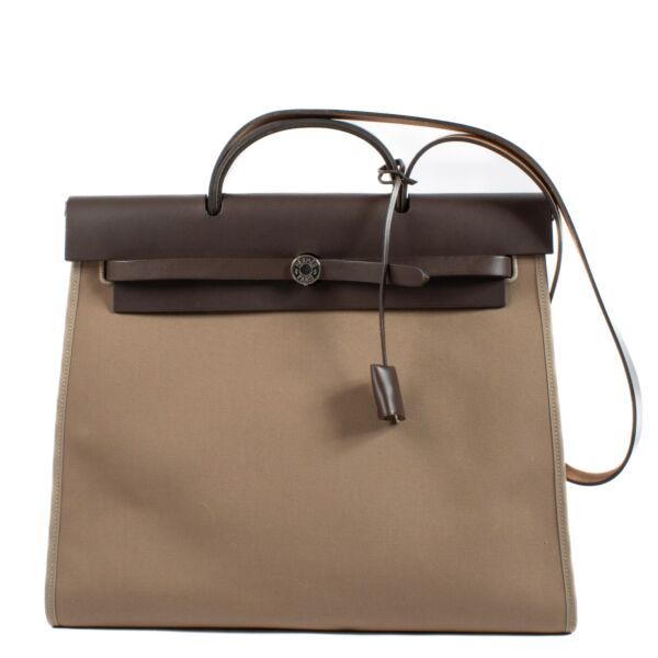 2012 Hermès Herbag Zip 39 Etoupe Canvas/Leather PHW