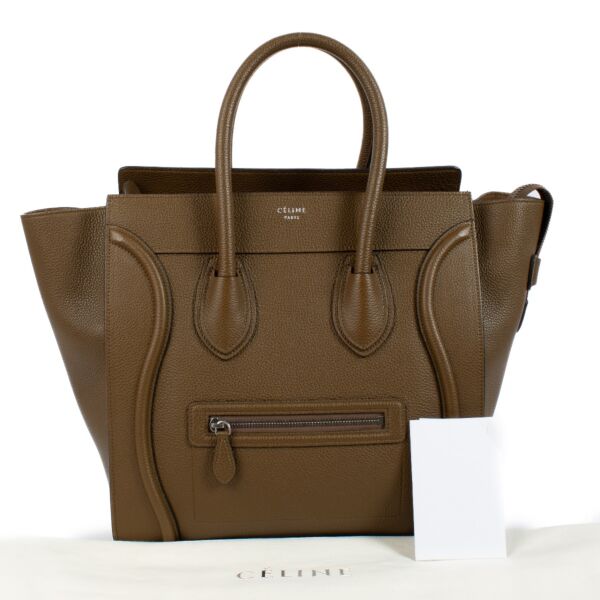 Celine Moss Green Leather Mini Luggage Bag