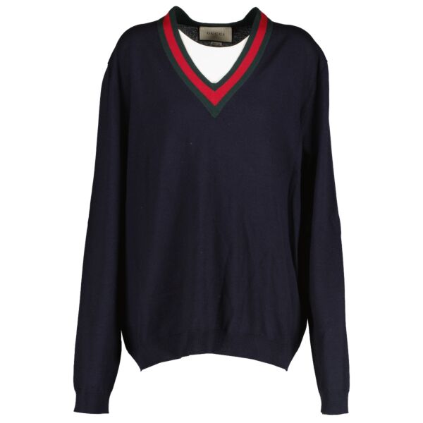 Authentic second hand Gucci Web V Neck Sweater - Size XXXL on Labellov.com