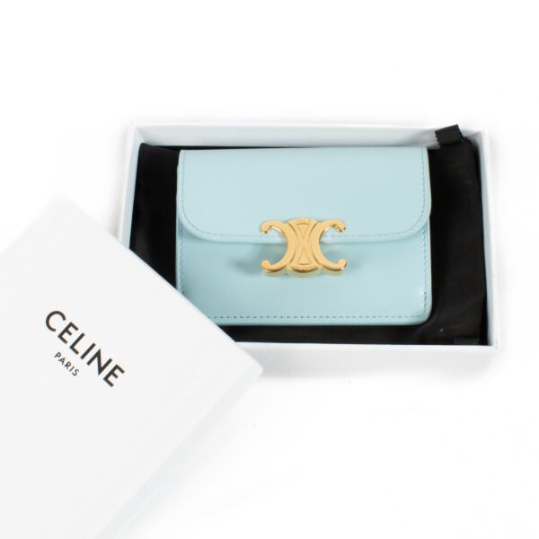 Celine Blue Shiny Calfskin Card Holder