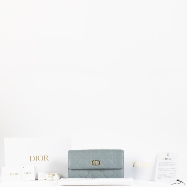 Christian Dior Cloudy Blue Caro Long Wallet