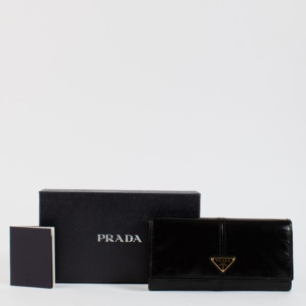 Prada Black Leather Large Wallet 